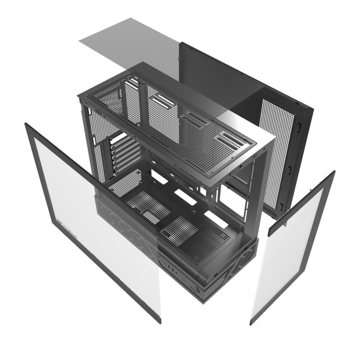 Кутия за компютър Darkflash DS950 Black, ATX Mid Tower, Tempered Glass, 6x 120mm A-RGB, 450x222x465mm - DS950-6F-BK - 24