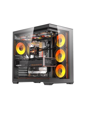 Кутия за компютър Darkflash C280 Black, Middle Tower EATX, Tempered Glass, 7x ARGB вентилатори - C280-7F-BLACK - 1