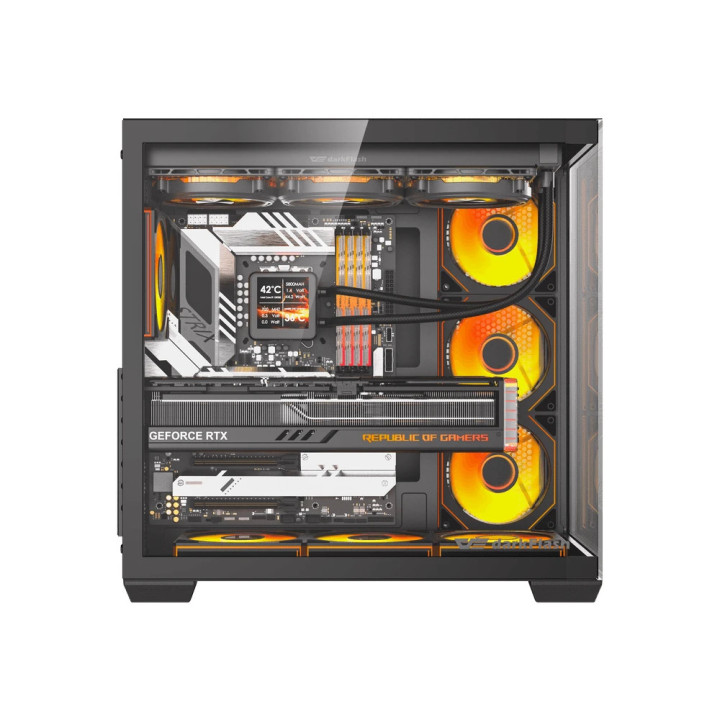 Кутия за компютър Darkflash C280 Black, Middle Tower EATX, Tempered Glass, 7x ARGB вентилатори - C280-7F-BLACK - 3
