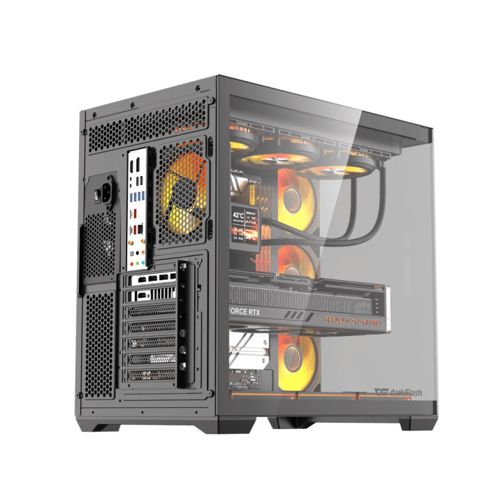Кутия за компютър Darkflash C280 Black, Middle Tower EATX, Tempered Glass, 7x ARGB вентилатори - C280-7F-BLACK - 6