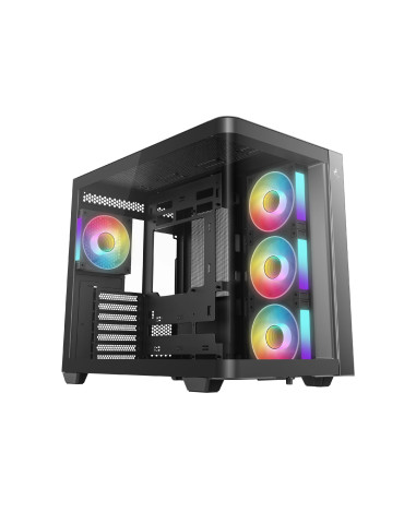 Кутия за компютър DeepCool CG530U, ATX/mATX/Mini-ITX, 4x120mm ARGB вентилатори, Tempered Glass, 7 слота разширение - R-CG530U-BK