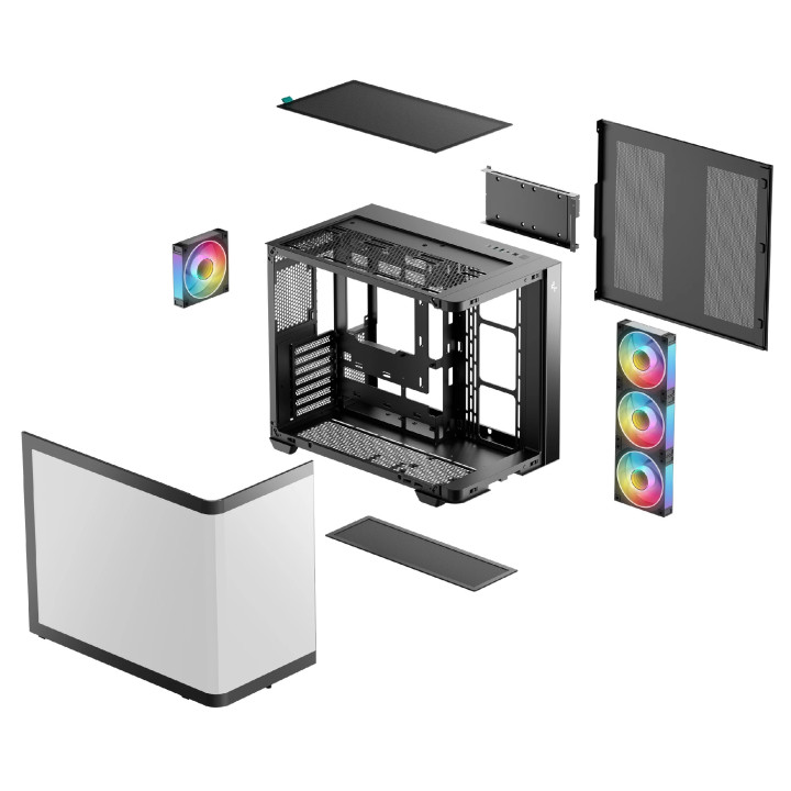Кутия за компютър DeepCool CG530U, ATX/mATX/Mini-ITX, 4x120mm ARGB вентилатори, Tempered Glass, 7 слота разширение - R-CG530U-BK