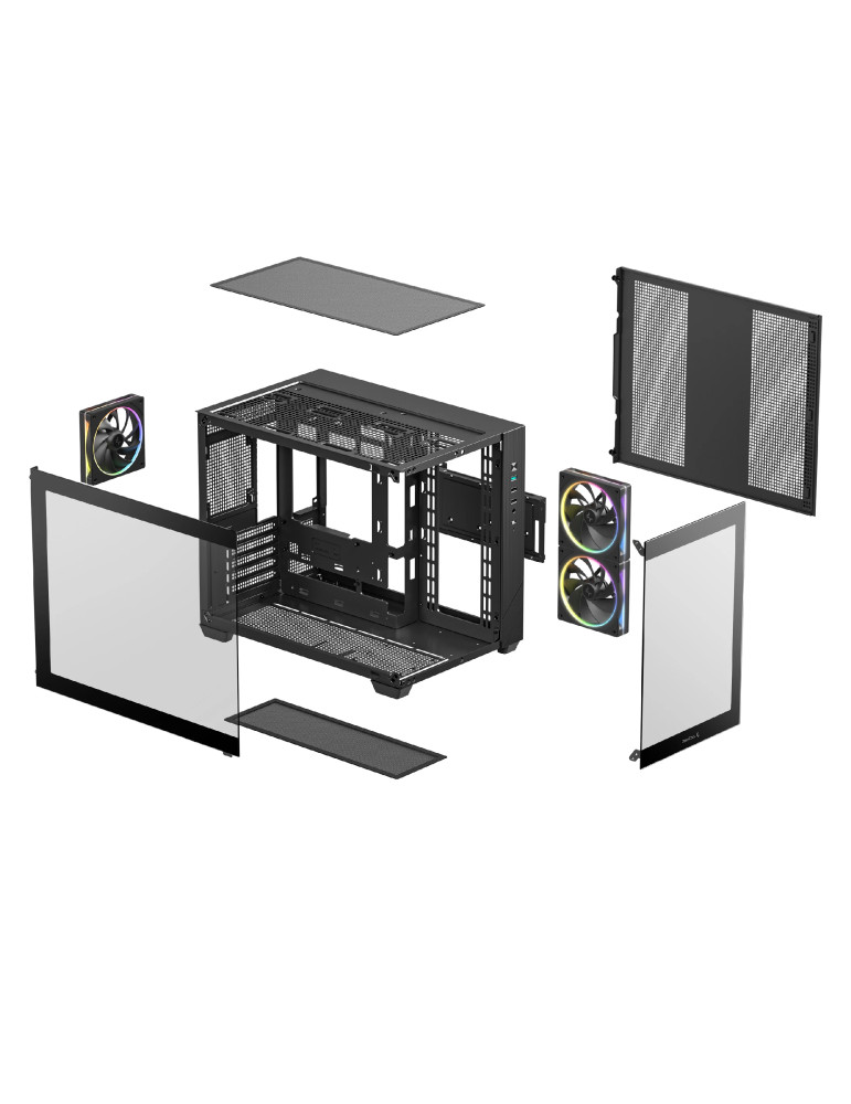 Кутия за компютър DeepCool CG330 3F, mATX Mini Tower, Tempered Glass, 3x 120mm ARGB вентилатора - R-CG330-BKNGM3-G - 10