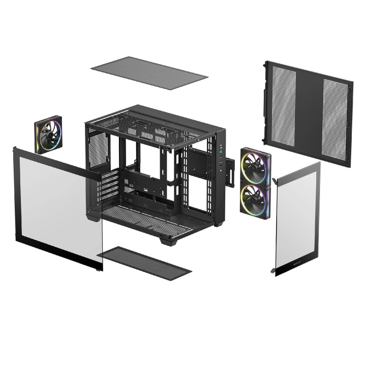 Кутия за компютър DeepCool CG330 3F, mATX Mini Tower, Tempered Glass, 3x 120mm ARGB вентилатора - R-CG330-BKNGM3-G - 10