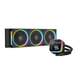 Водно охлаждане за процесор DeepCool LQ360 ULTRA ARGB, 360mm радиатор, LCD екран, 3x120mm вентилатора, ARGB подсветка, Intel LGA