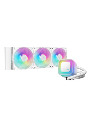 Водно охлаждане за процесор DeepCool LE360 V2 WH, 360mm водно охлаждане, Addressable RGB, LGA1851/AM5 - R-LE360-WHAMMN-G-2 - 1