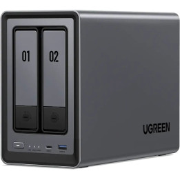 NAS устройство UGREEN DXP2800, Intel Celeron N100, 8GB DDR5, 32GB SSD, 2.5GbE, HDMI 4K 60Hz, без твърди дискове - 6941876223695 