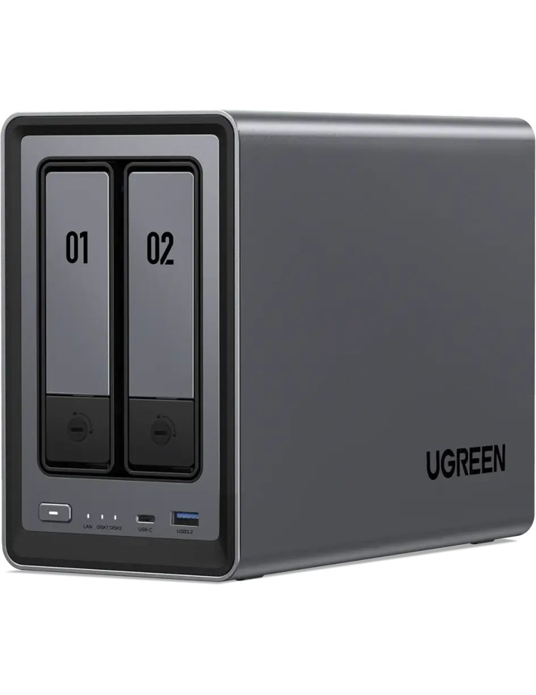 NAS устройство UGREEN DXP2800, Intel Celeron N100, 8GB DDR5, 32GB SSD, 2.5GbE, HDMI 4K 60Hz, без твърди дискове - 6941876223695 