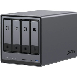 NAS устройство UGREEN DXP4800plus, Intel Celeron 8505, 8GB DDR5, 128GB SSD, 4 отсека, 2.5GbE/10GbE, HDMI 4K 60Hz, без дискове - 