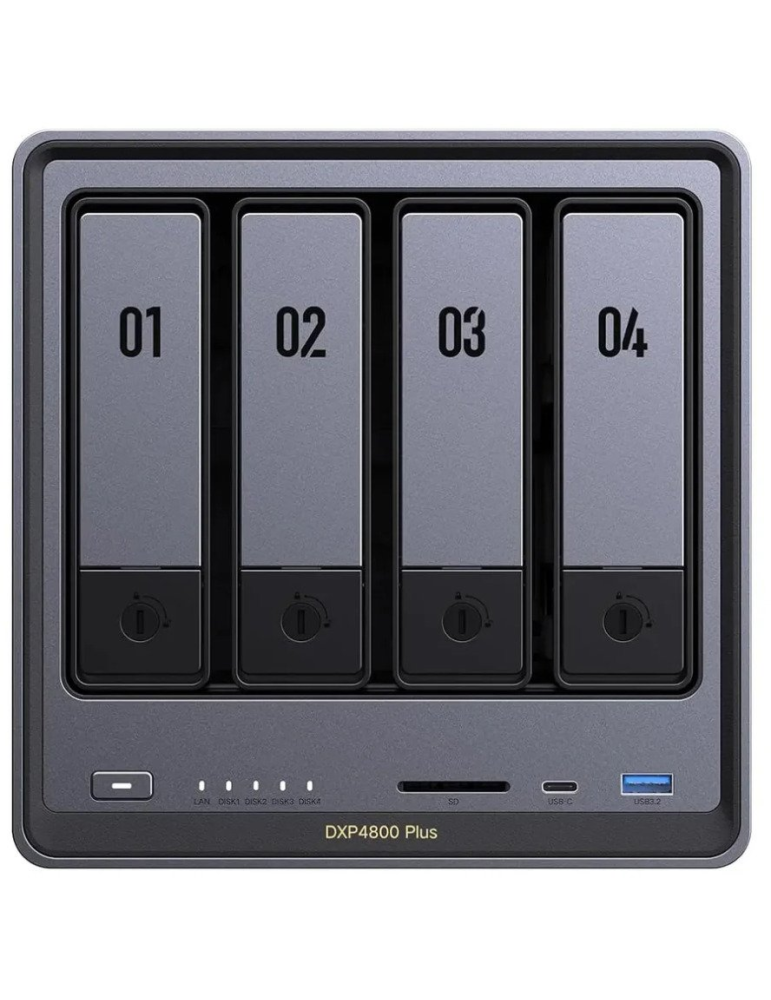 NAS устройство UGREEN DXP4800plus, Intel Celeron 8505, 8GB DDR5, 128GB SSD, 4 отсека, 2.5GbE/10GbE, HDMI 4K 60Hz, без дискове - 