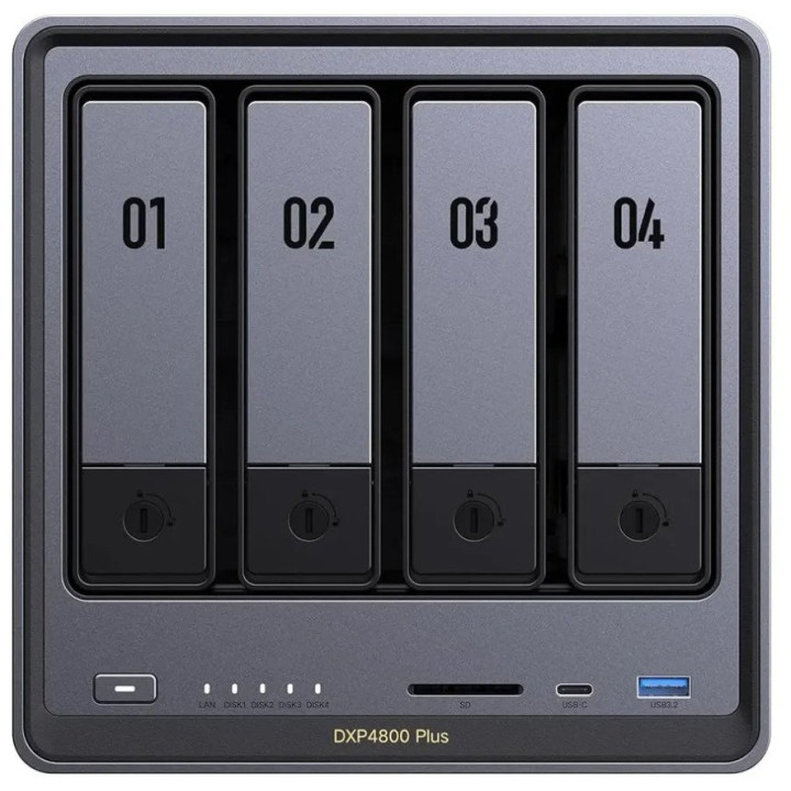 NAS устройство UGREEN DXP4800plus, Intel Celeron 8505, 8GB DDR5, 128GB SSD, 4 отсека, 2.5GbE/10GbE, HDMI 4K 60Hz, без дискове - 