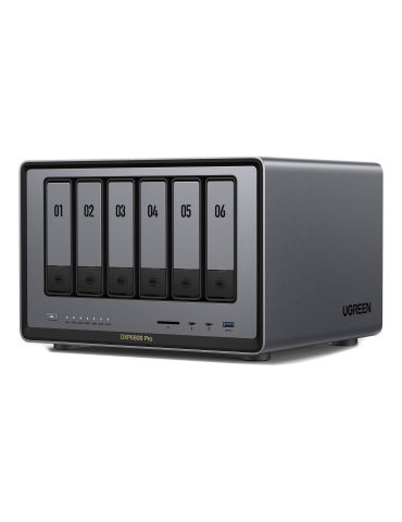 NAS устройство UGREEN DXP6800pro, 6-Bay, Intel Core i5-1235U, 8GB DDR5, 128GB SSD, 10GbE, HDMI, Thunderbolt 4, без хардуерни дис