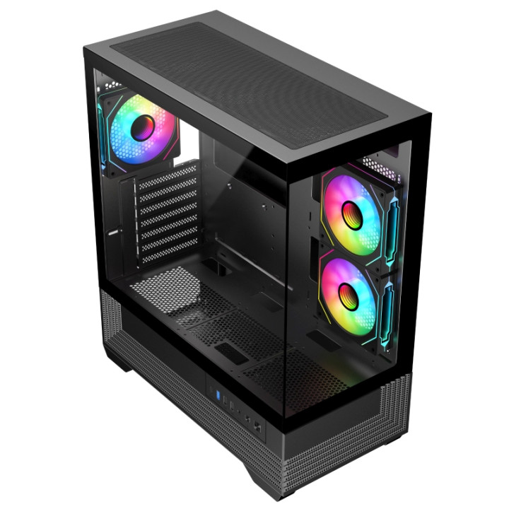 Кутия за компютър TRENDSONIC V-GAMING DARK REAPER VG-DR3F, USB 3.0, USB 2.0, Type-C, без захранване - 3368000377735 - 2