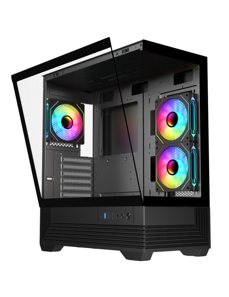 Кутия за компютър TRENDSONIC V-GAMING DARK REAPER VG-DR3F, USB 3.0, USB 2.0, Type-C, без захранване - 3368000377735 - 3