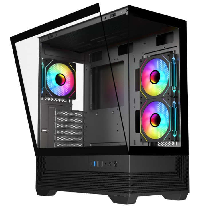 Кутия за компютър TRENDSONIC V-GAMING DARK REAPER VG-DR3F, USB 3.0, USB 2.0, Type-C, без захранване - 3368000377735 - 3