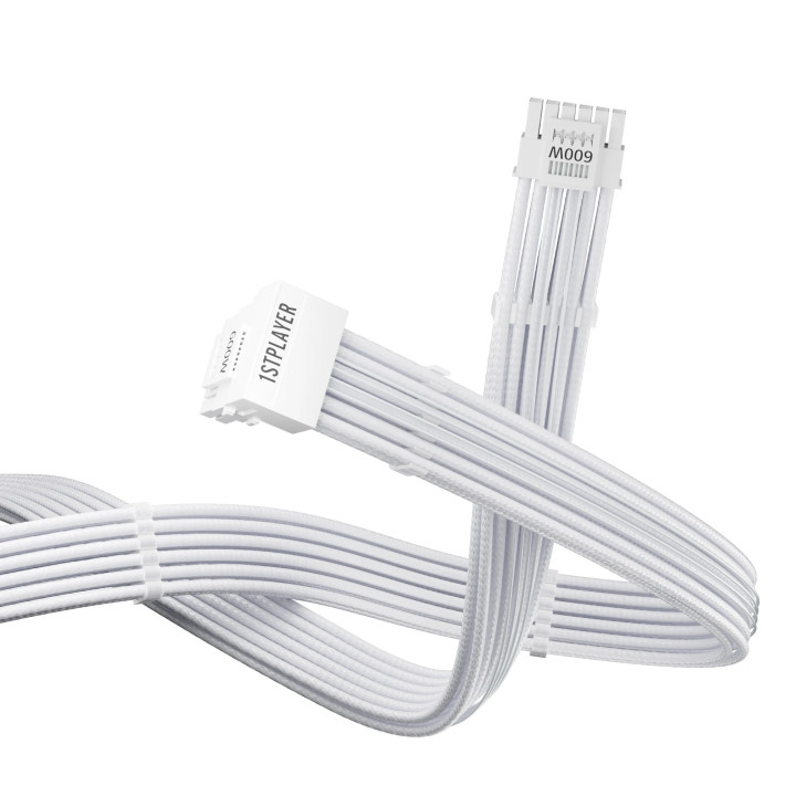 Модулен кабел 1stPlayer Custom Sleeved Modding Cable White - PCIe 5.0 12VHPWR M/M - FM2-B-WH