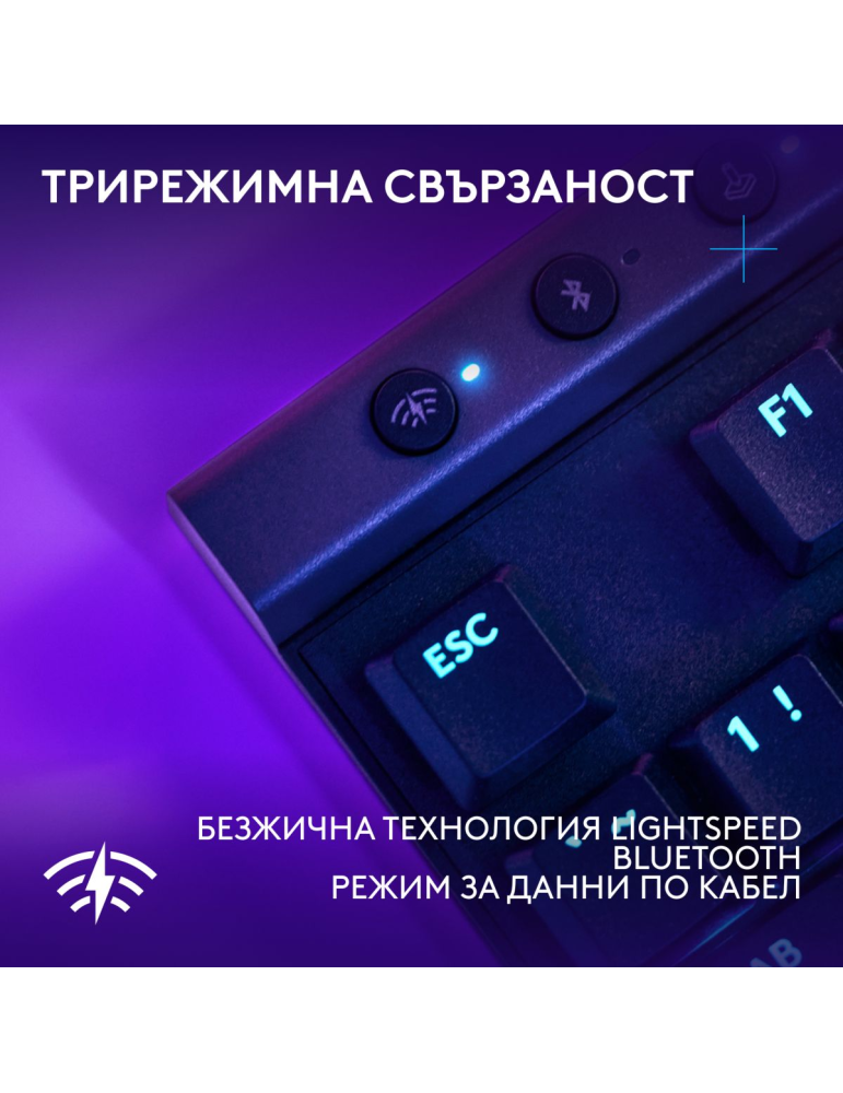 Bluetooth механична клавиатура Logitech G515 Lightspeed TKL, Безжична, 2.4GHz/BT, RGB подсветка, Механична - 920-014074 - 8