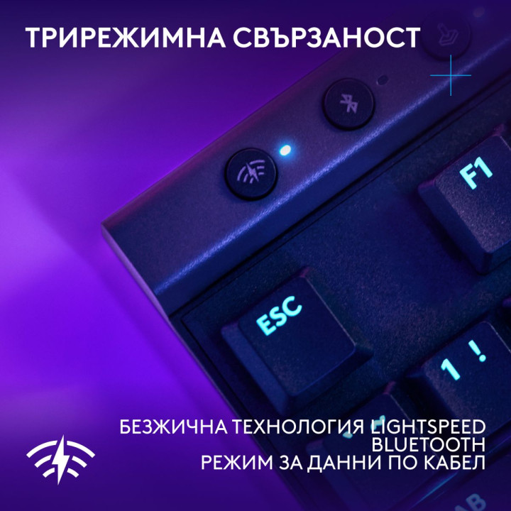 Bluetooth механична клавиатура Logitech G515 Lightspeed TKL, Безжична, 2.4GHz/BT, RGB подсветка, Механична - 920-014074 - 8