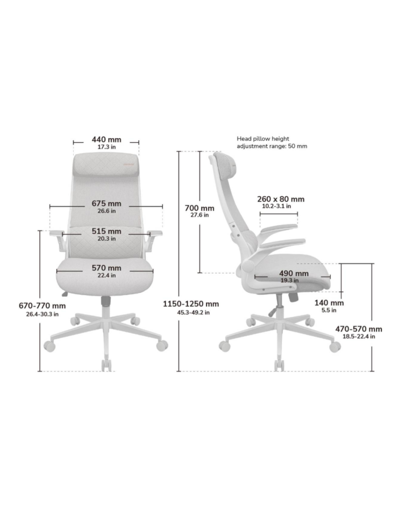 Геймърски стол COUGAR Stryder, Fabric, регулируема височина 470-570mm, поддържа до 120kg, черен - CGR-STD-BLB - 7