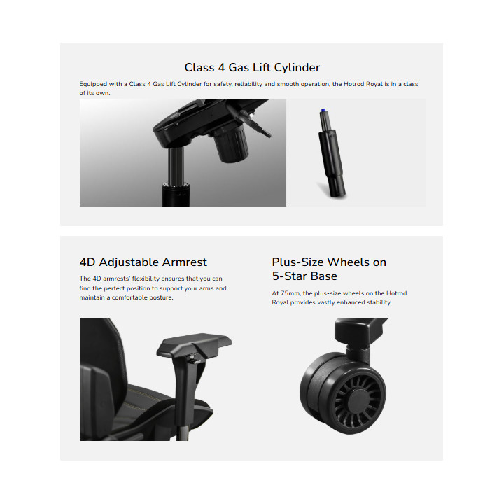Геймърски стол Cougar Gaming Hotrod Royal, Leatherette, 4D подлакътници, До 136kg - CGR-ARX-GLB - 12