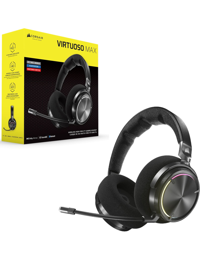 Премиум безжични геймърски слушалки Corsair Virtuoso Max Wireless, Gaming, Carbon - CA-9011372-WW - 3