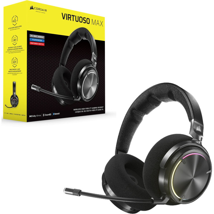 Премиум безжични геймърски слушалки Corsair Virtuoso Max Wireless, Gaming, Carbon - CA-9011372-WW - 3