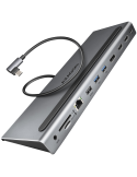USB-C докинг станция AXAGON HMC-4KX3, 2x HDMI 4K, 1x DisplayPort 4K, 2x USB 3.0, 1x USB 2.0, Ethernet, Card Reader, 3.5mm Jack -