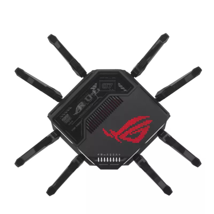 Рутер ASUS ROG Rapture GT-BE98, WiFi 7 BE19000, 2.4/5/6 GHz, 9x Gigabit (7x LAN + 2x WAN), 2GB RAM, USB 3.2 - 90IG08F0-MO9A0V - 