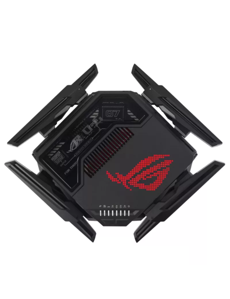 Рутер ASUS ROG Rapture GT-BE98, WiFi 7 BE19000, 2.4/5/6 GHz, 9x Gigabit (7x LAN + 2x WAN), 2GB RAM, USB 3.2 - 90IG08F0-MO9A0V - 