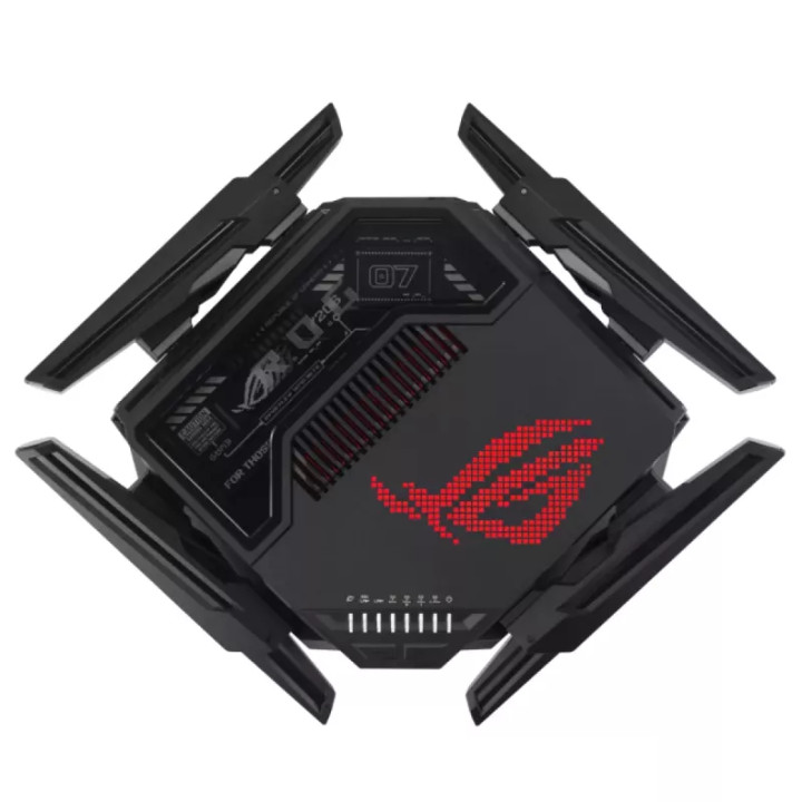Рутер ASUS ROG Rapture GT-BE98, WiFi 7 BE19000, 2.4/5/6 GHz, 9x Gigabit (7x LAN + 2x WAN), 2GB RAM, USB 3.2 - 90IG08F0-MO9A0V - 