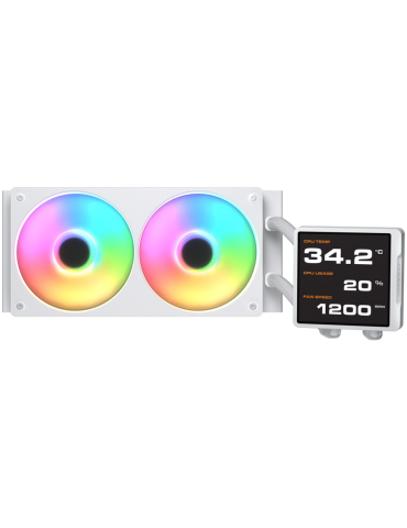 Водно охлаждане за процесор COUGAR Poseidon Vistek Pro ARGB 240, AiO, Алуминиев радиатор, LCD дисплей, 2x125мм вентилатора - CGR