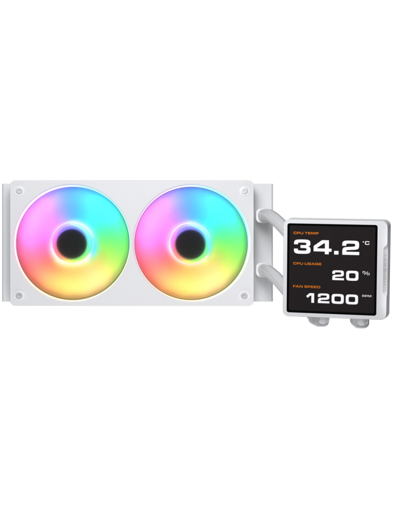Водно охлаждане за процесор COUGAR Poseidon Vistek Pro ARGB 240, AiO, Алуминиев радиатор, LCD дисплей, 2x125мм вентилатора - CGR