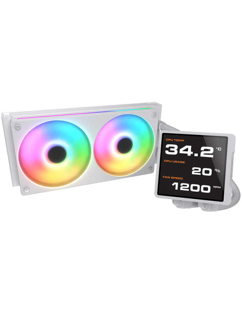 Водно охлаждане за процесор COUGAR Poseidon Vistek Pro ARGB 240, AiO, Алуминиев радиатор, LCD дисплей, 2x125мм вентилатора - CGR