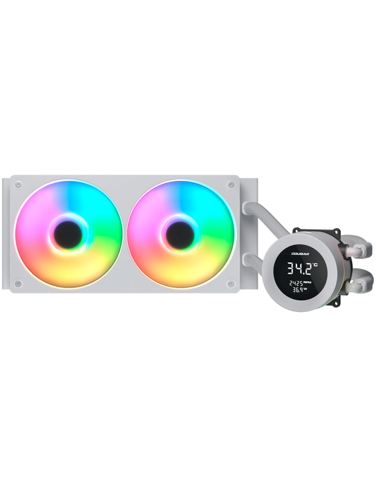 Водно охлаждане за процесор Cougar Poseidon Vistek ARGB 240, Liquid Cooling, 2x120mm вентилатори, LCD дисплей, Socket 1366/AM3/1