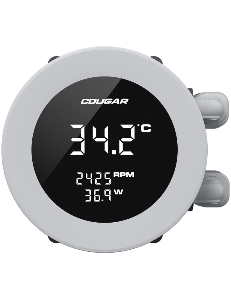 Водно охлаждане за процесор Cougar Poseidon Vistek ARGB 240, Liquid Cooling, 2x120mm вентилатори, LCD дисплей, Socket 1366/AM3/1