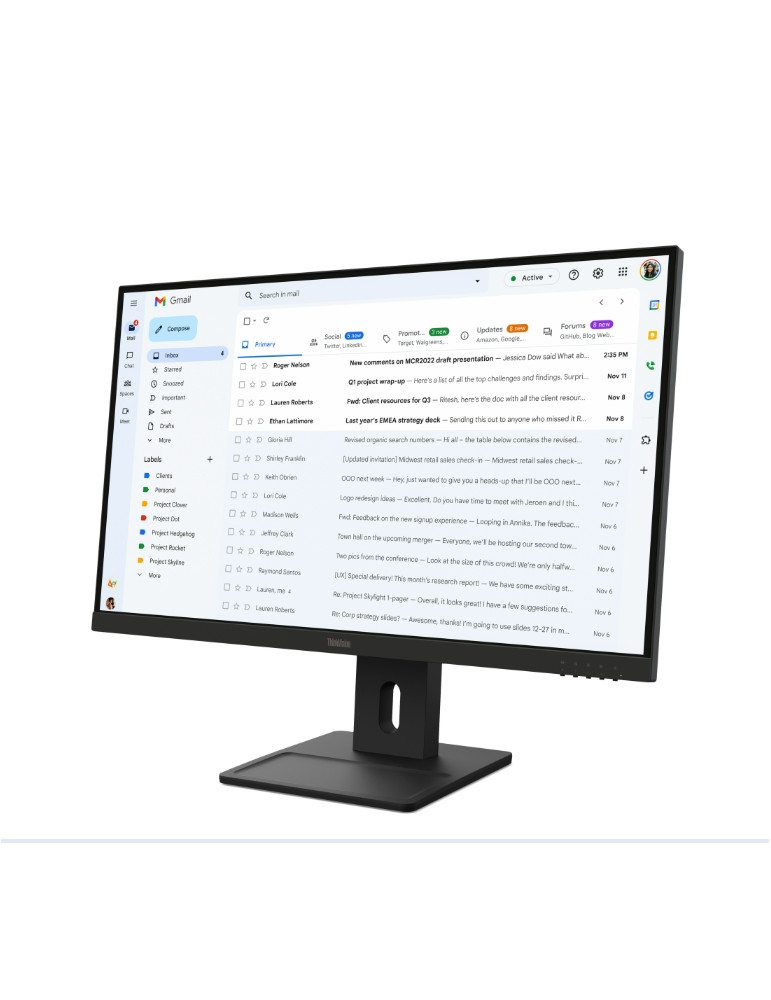 Монитор Lenovo ThinkVision E27-40, 27" IPS 1920x1080, 100Hz, 300cd/m2, 1500:1 - 64BCMAT4EU - 3