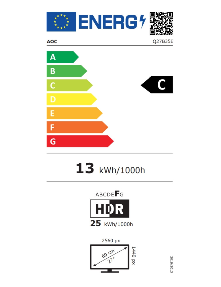 Монитор AOC Q27B35E, 27" IPS 2560x1440 75Hz, 4ms GtG, Adaptive Sync, FlickerFree - 7