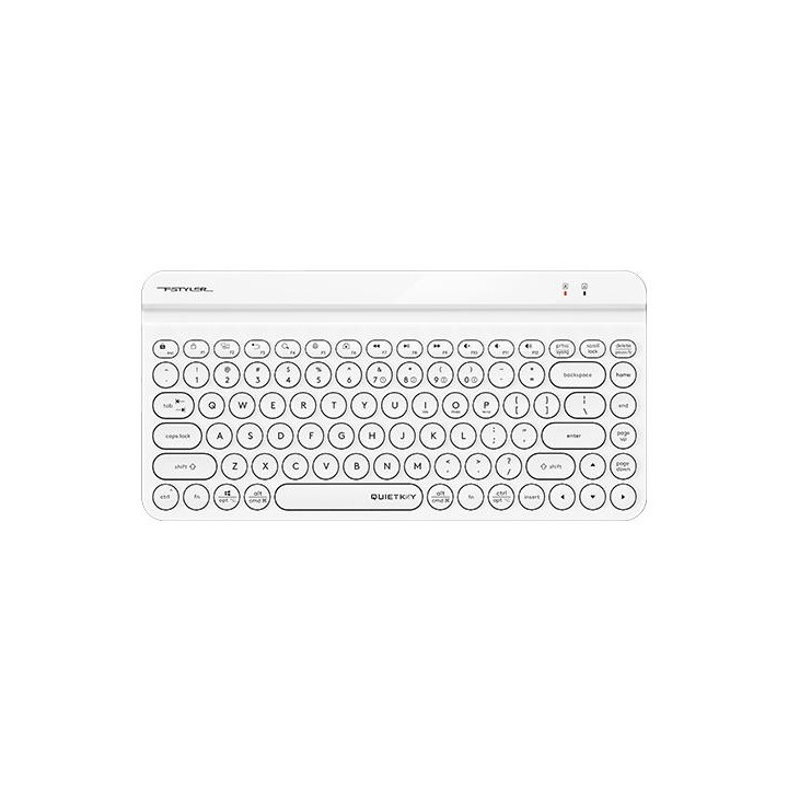 Bluetooth клавиатура A4tech Fstyler FBK30, Bluetooth, 2.4G, Стойка за телефон, Кирилизирана, Бял