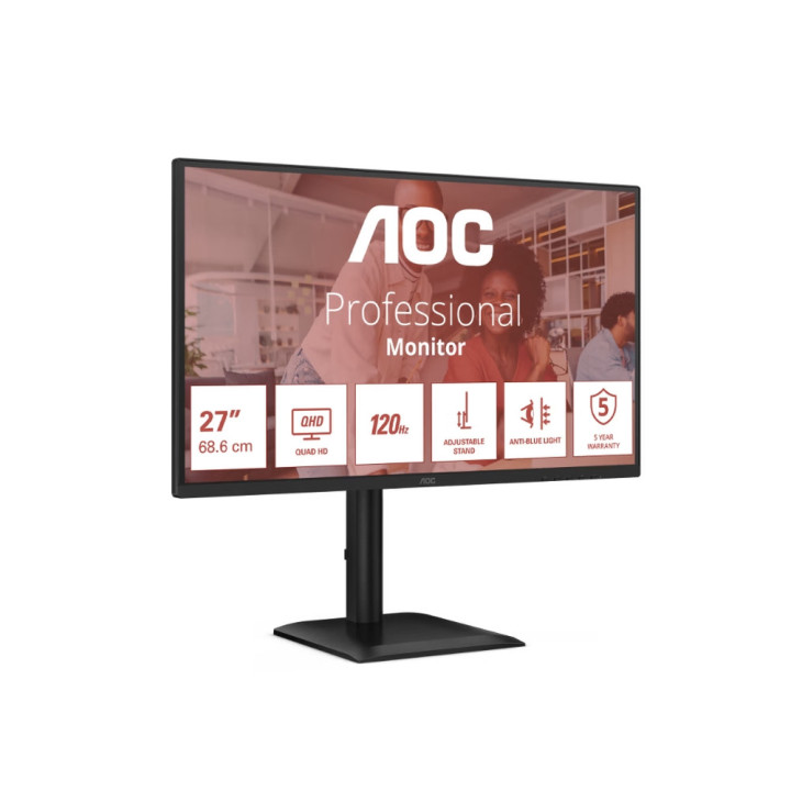 Монитор AOC Q27E4U, 27" IPS 2560x1440 120Hz, 4ms, Adaptive Sync, USB Hub - 1