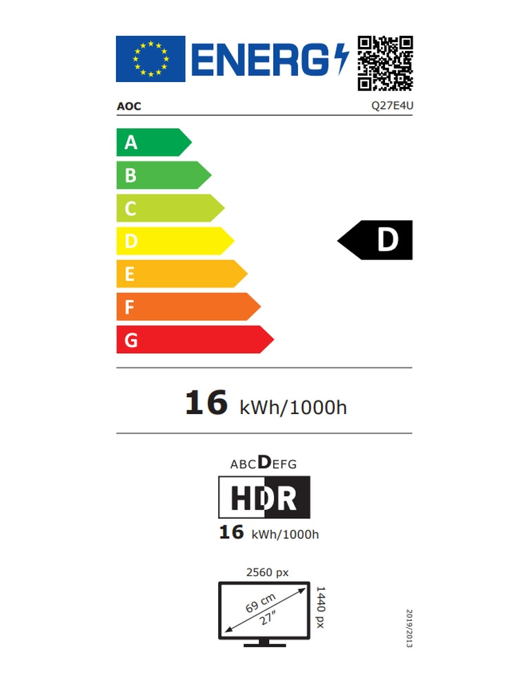 Монитор AOC Q27E4U, 27" IPS 2560x1440 120Hz, 4ms, Adaptive Sync, USB Hub - 13