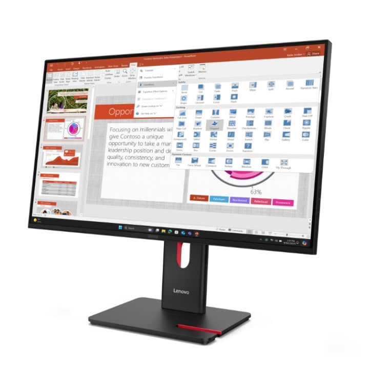 Монитор Lenovo ThinkVision T27-40, 27" IPS 1920x1080, 48-120Hz, 300cd/m2, USB-C, DisplayPort - 64A5MAT6EU - 3