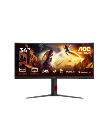 Монитор AOC CU34G4Z, 34" VA Curved 3440x1440 240Hz, 1ms GtG, 450cd/m2, Adaptive Sync - 1