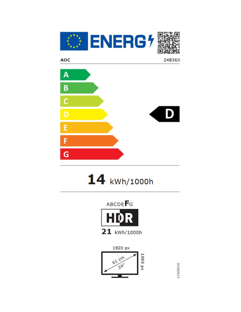 Монитор AOC 24B36X, 23.8" IPS 1920x1080 144Hz, Adaptive Sync, DisplayPort, HDMI - 6