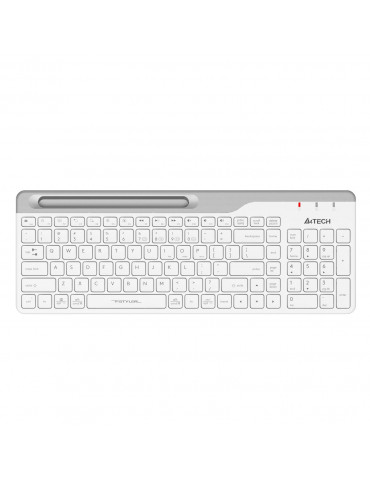Bluetooth клавиатура A4tech Fstyler FBK25, Bluetooth, 2.4G, Стойка за телефон, Кирилизирана, Бял