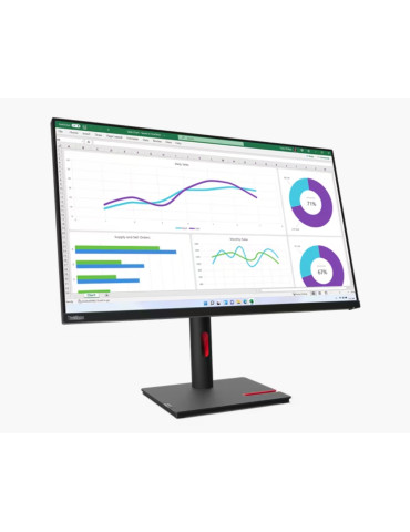 Монитор Lenovo ThinkVision T32h-30, 31.5" IPS 2560x1440 60Hz, USB-C, HDMI, DisplayPort, RJ-45, регулируема висина - 63D3GAT1EU -