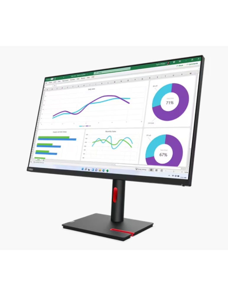 Монитор Lenovo ThinkVision T32h-30, 31.5" IPS 2560x1440 60Hz, USB-C, HDMI, DisplayPort, RJ-45, регулируема висина - 63D3GAT1EU -