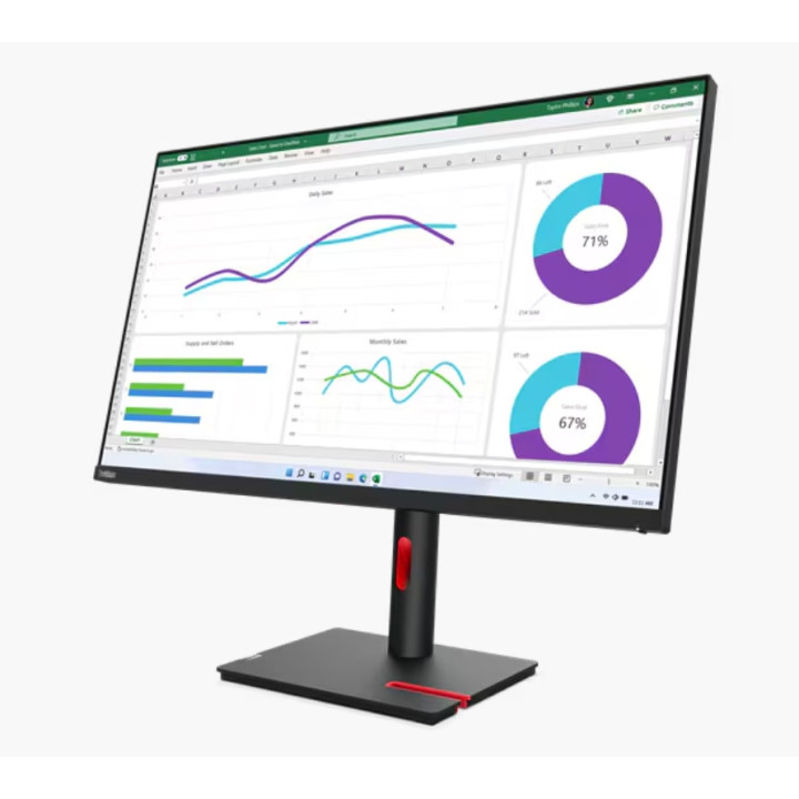 Монитор Lenovo ThinkVision T32h-30, 31.5" IPS 2560x1440 60Hz, USB-C, HDMI, DisplayPort, RJ-45, регулируема висина - 63D3GAT1EU -