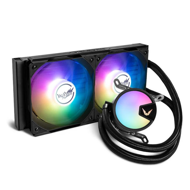 Водно охлаждане за процесор VALKYRIE A240, 240mm, 2x120mm вентилатора, LGA115x/1851/1700/2011/2066/AM4/AM5, ARGB - VK-AIOA240B -