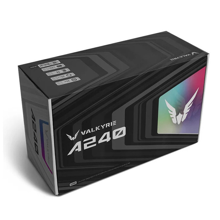 Водно охлаждане за процесор VALKYRIE A240, 240mm, 2x120mm вентилатора, LGA115x/1851/1700/2011/2066/AM4/AM5, ARGB - VK-AIOA240B -