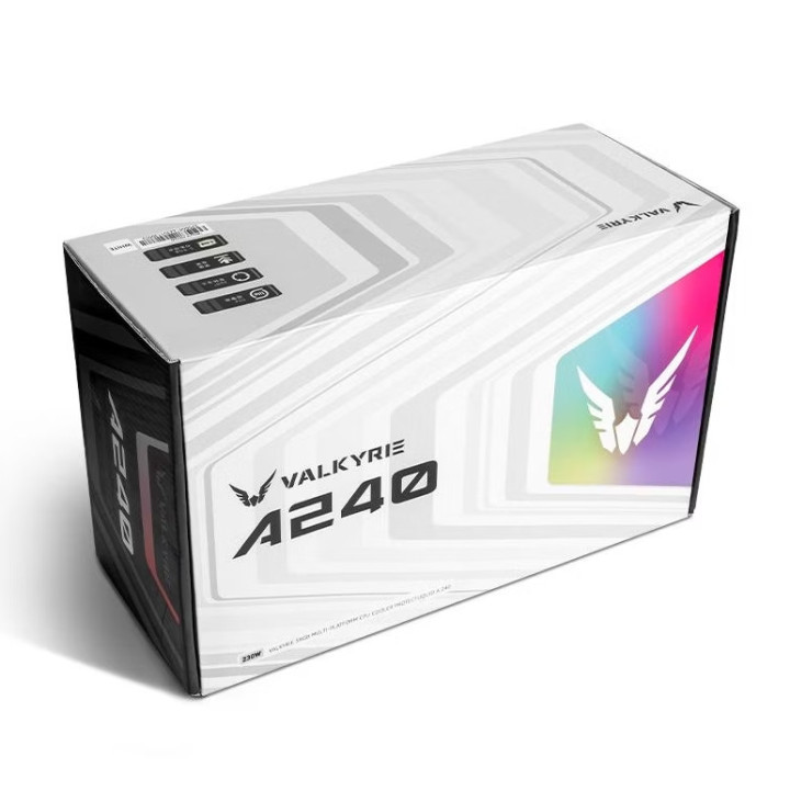 Водно охлаждане за процесор VALKYRIE A240 White, Течно охлаждане, 2x120mm вентилатора, 800-2300 RPM помпа, ARGB LED, Intel/AMD с